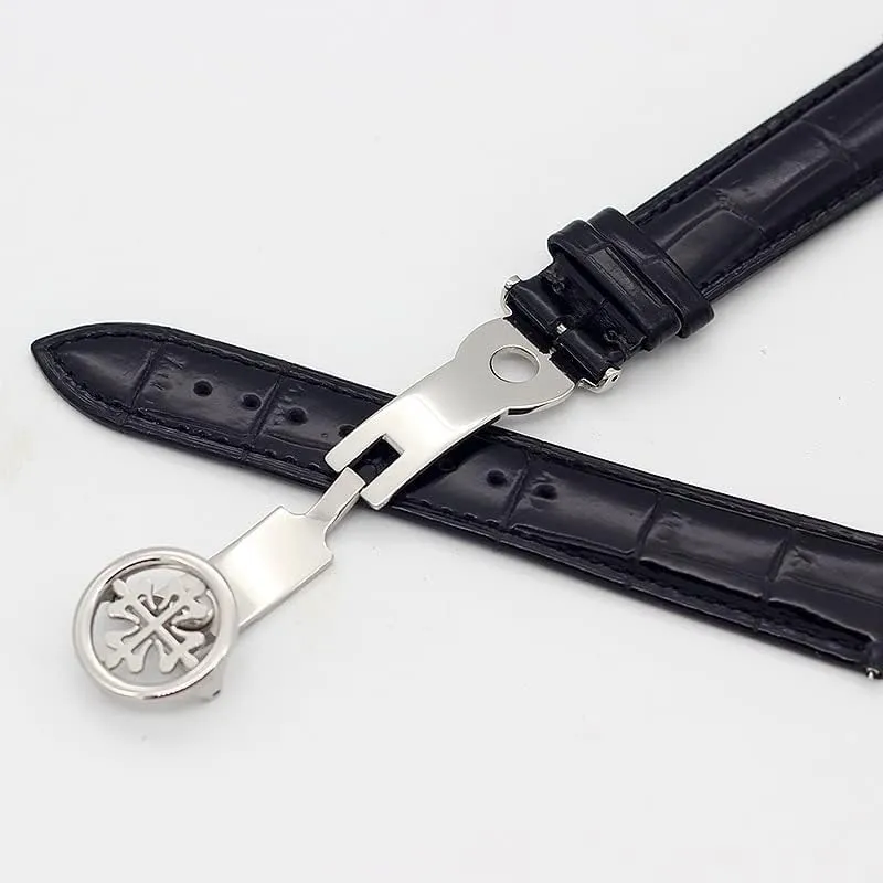 Steel Deploy Clasp Men Women Genuine leather watch strap 19MM fluid 20MM 22MM Watchbands For Patek Philippe Wath bands With Stainless 