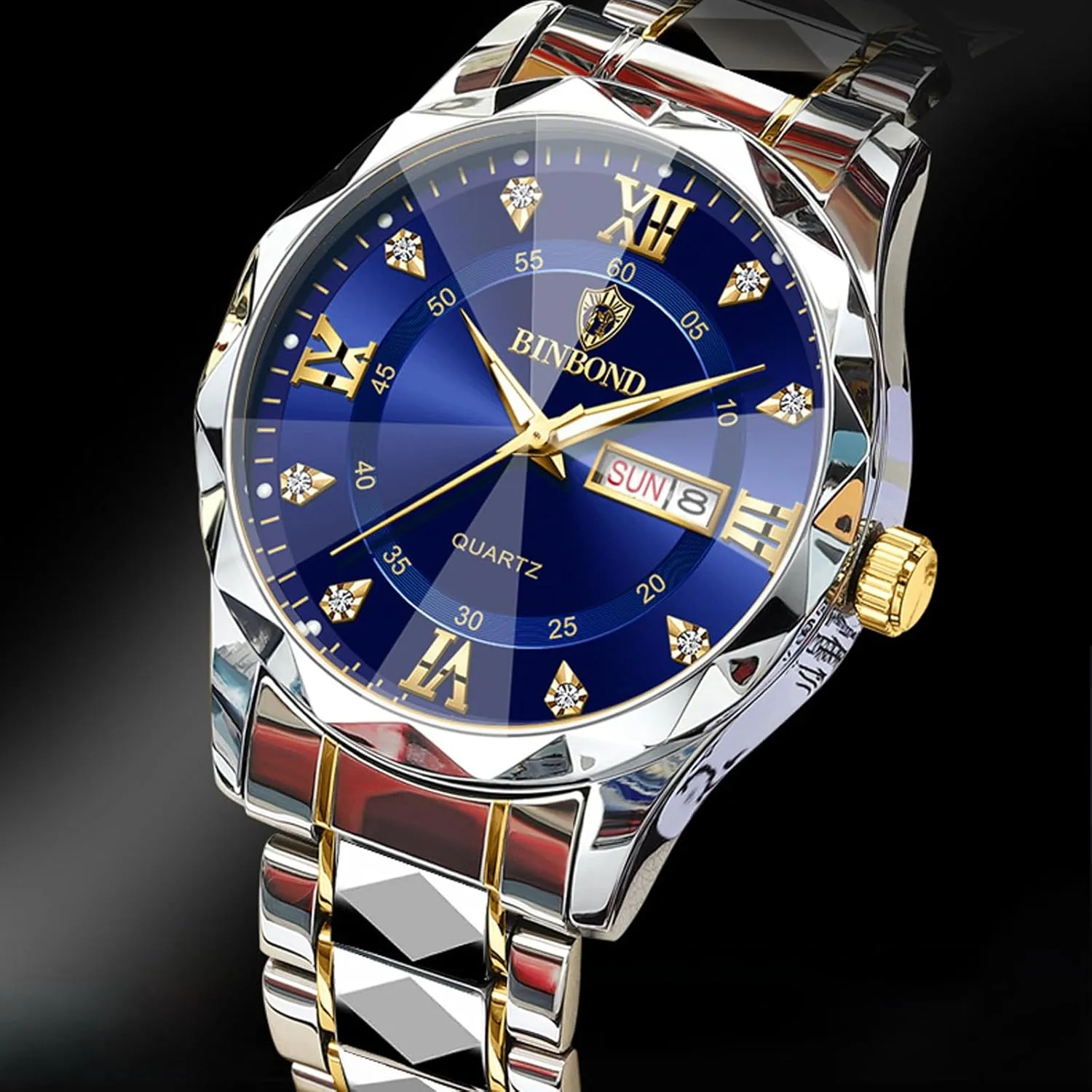Steel Diamond Business Dress Analog Quartz Waterproof Luminous Date Two Tone Luxury Casual Mens assure laudable average unanimous neolithic facial Wrist Watches Watch for Men Stainless 