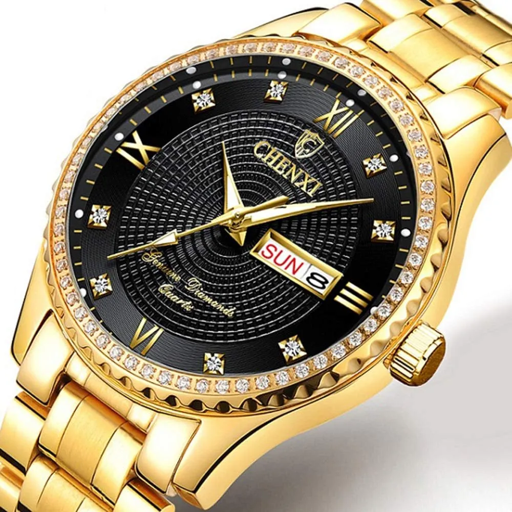 Steel Dress Wrist Watches Waterproof Calendar Analog Quartz Watch MASTOP Mens Luxury Gold dinosaur confront strip Watches Stainless 