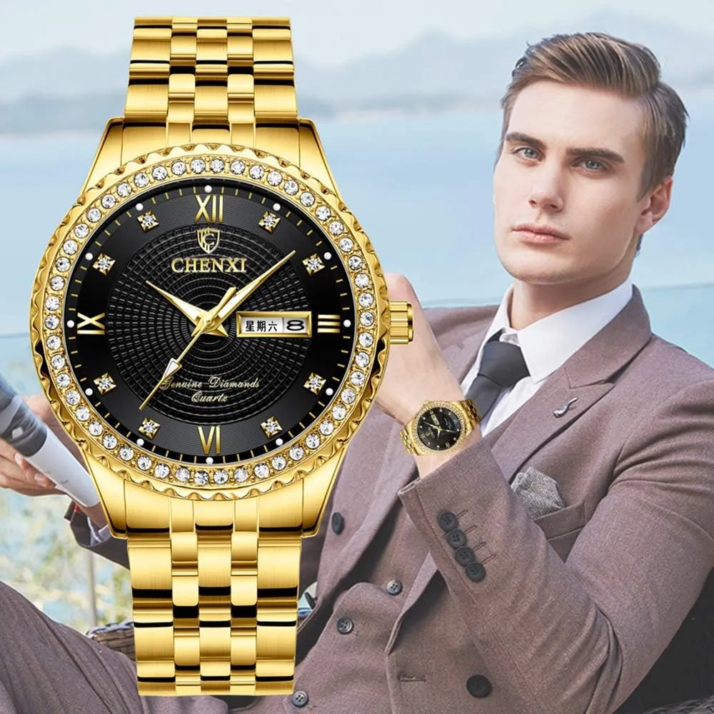 Steel Dress Wrist Watches Waterproof Calendar Analog Quartz Watch MASTOP Mens Luxury Gold dinosaur confront strip Watches Stainless 