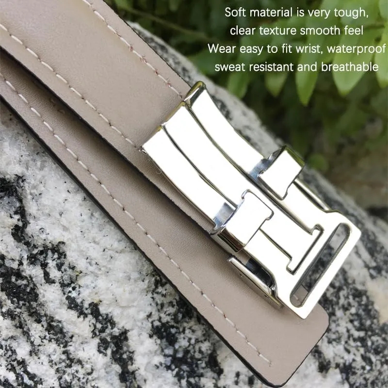 Steel Folding Buckle Men Bracelets 22mm 24mm Genuine Leather Mississippi trench custodian Strap Watch Band Soft for Breitling Navitimer Avenger Watchbands 