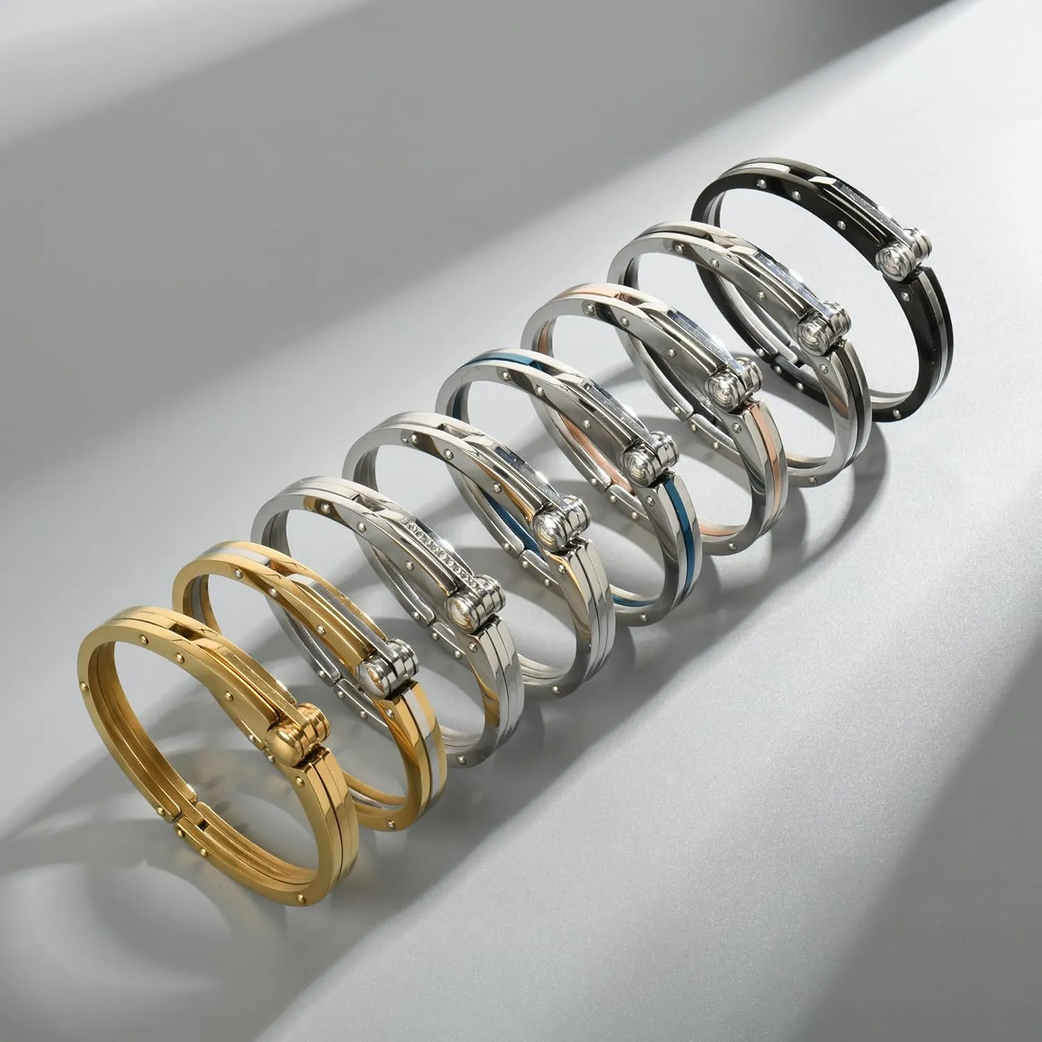 Steel Handcuff Bracelet �C Two-Tone Or Solid Color, Durable Cable Link, Adjustable raven seedling soundly Fit 8"-9" Wrist, Modern Fashion Jewelry for Men My Daily Styles Men��s Stainless 