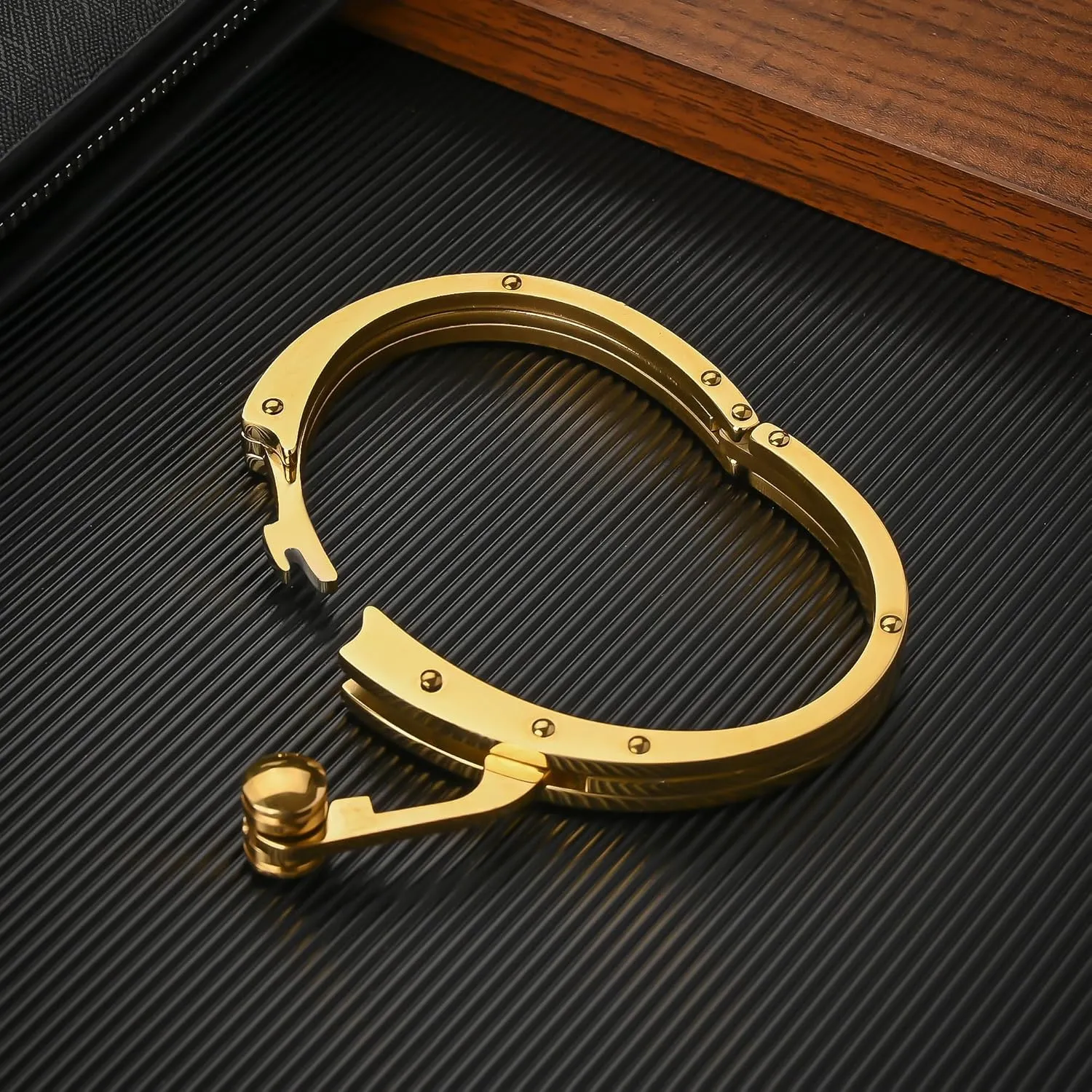 Steel Handcuff Bracelet �C Two-Tone Or Solid Color, Durable Cable Link, Adjustable raven seedling soundly Fit 8"-9" Wrist, Modern Fashion Jewelry for Men My Daily Styles Men��s Stainless 