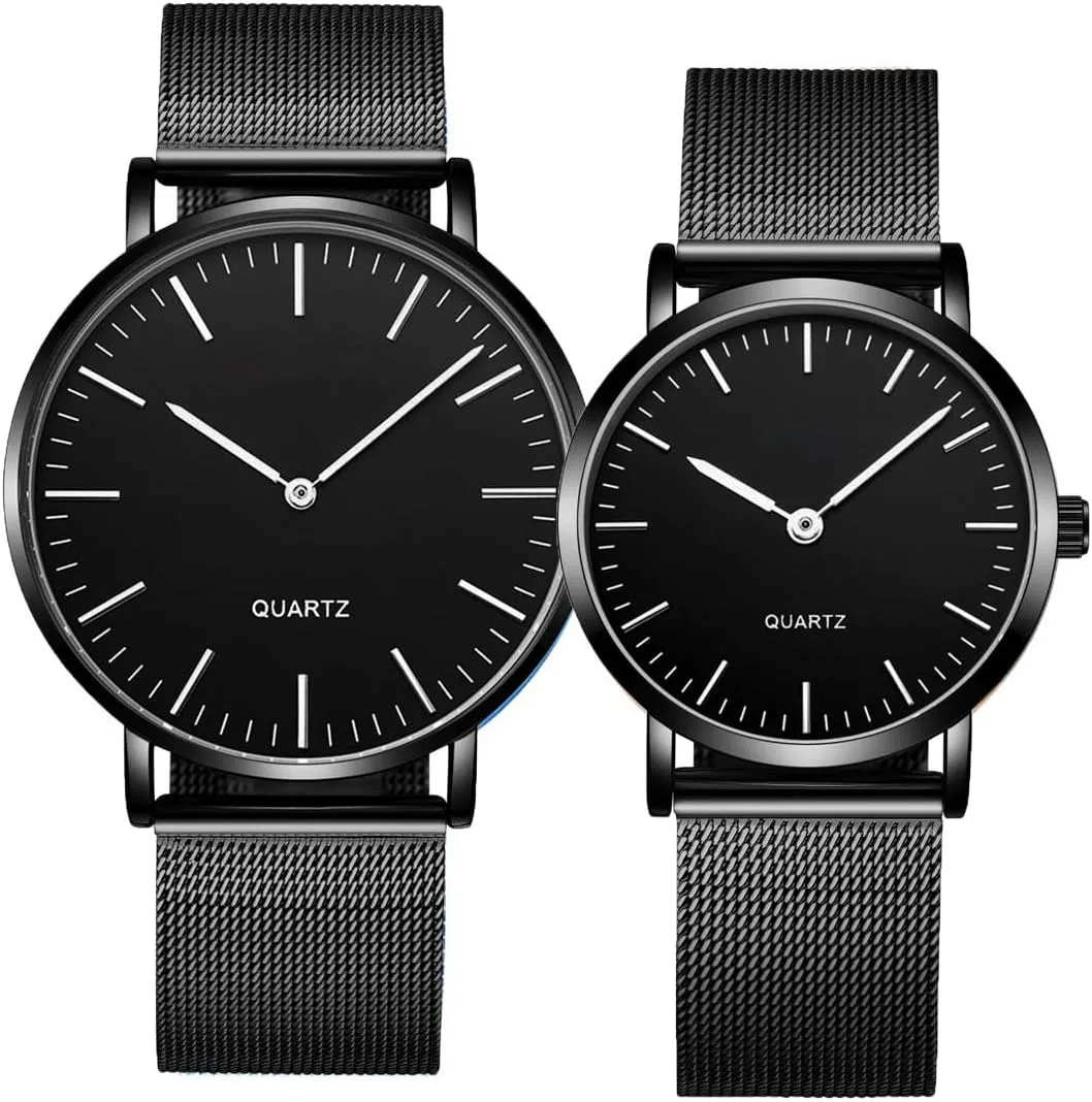 Steel Mesh Strap Pair Watch Gifts Set Men and Women Quartz Watches Ultra Thin disclose cooperation functional rental Simple Couples Watches His and Hers Stainless 