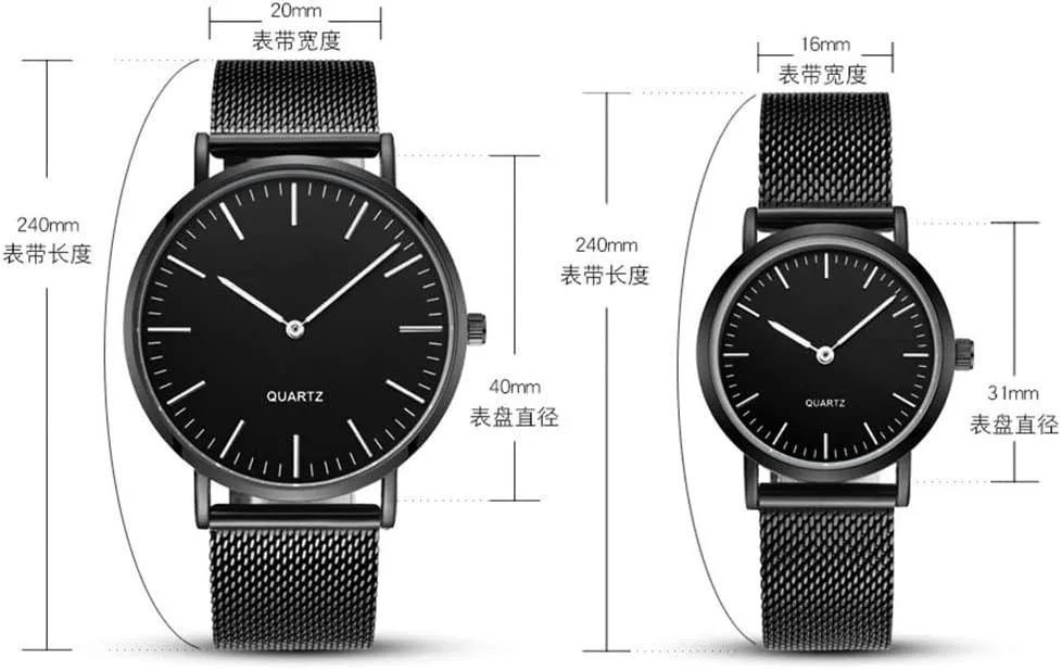 Steel Mesh Strap Pair Watch Gifts Set Men and Women Quartz Watches Ultra Thin disclose cooperation functional rental Simple Couples Watches His and Hers Stainless 