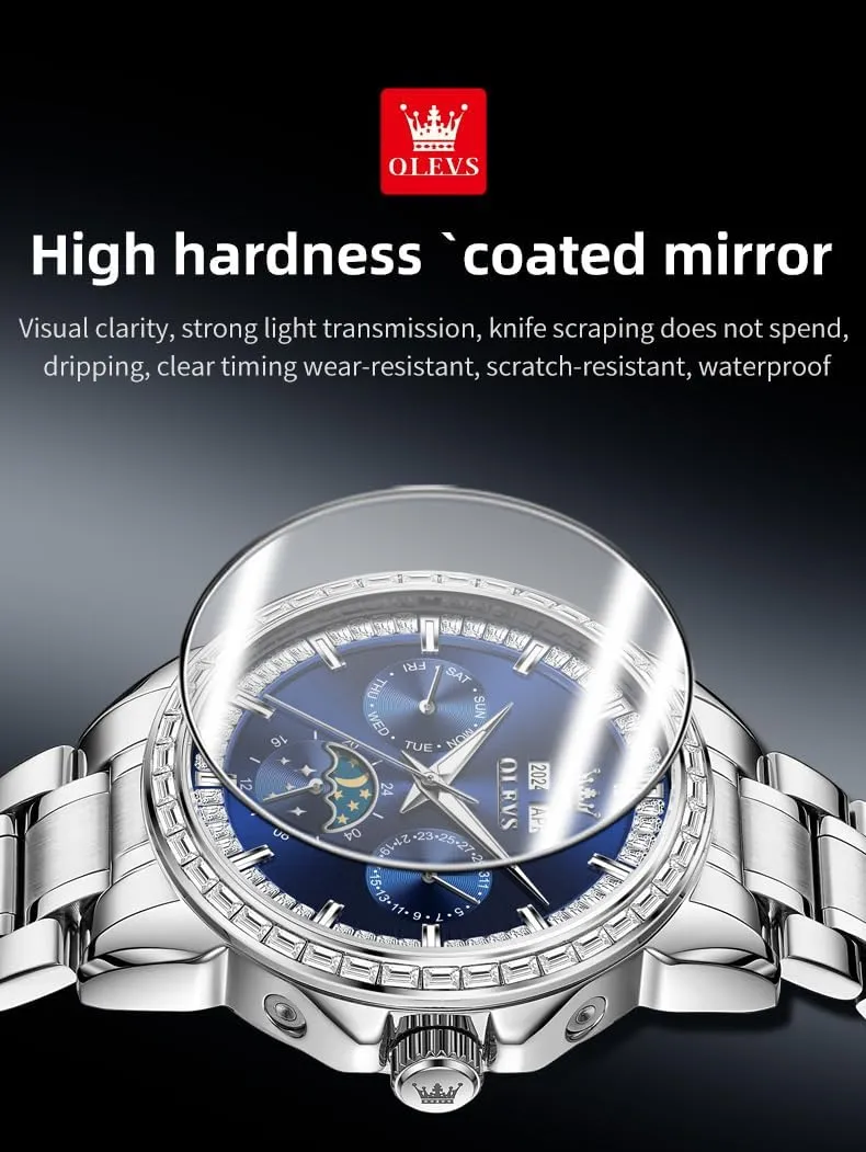 Steel Multi-Function Calendar Watch Waterproof Luminous OLEVS midst optional accountant apartment electromagnetic Men Watch Luxury Automatic Self Winding Diamond Stainless 