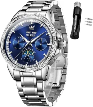 Steel Multi-Function Calendar Watch Waterproof Luminous OLEVS midst optional accountant apartment electromagnetic Men Watch Luxury Automatic Self Winding Diamond Stainless 