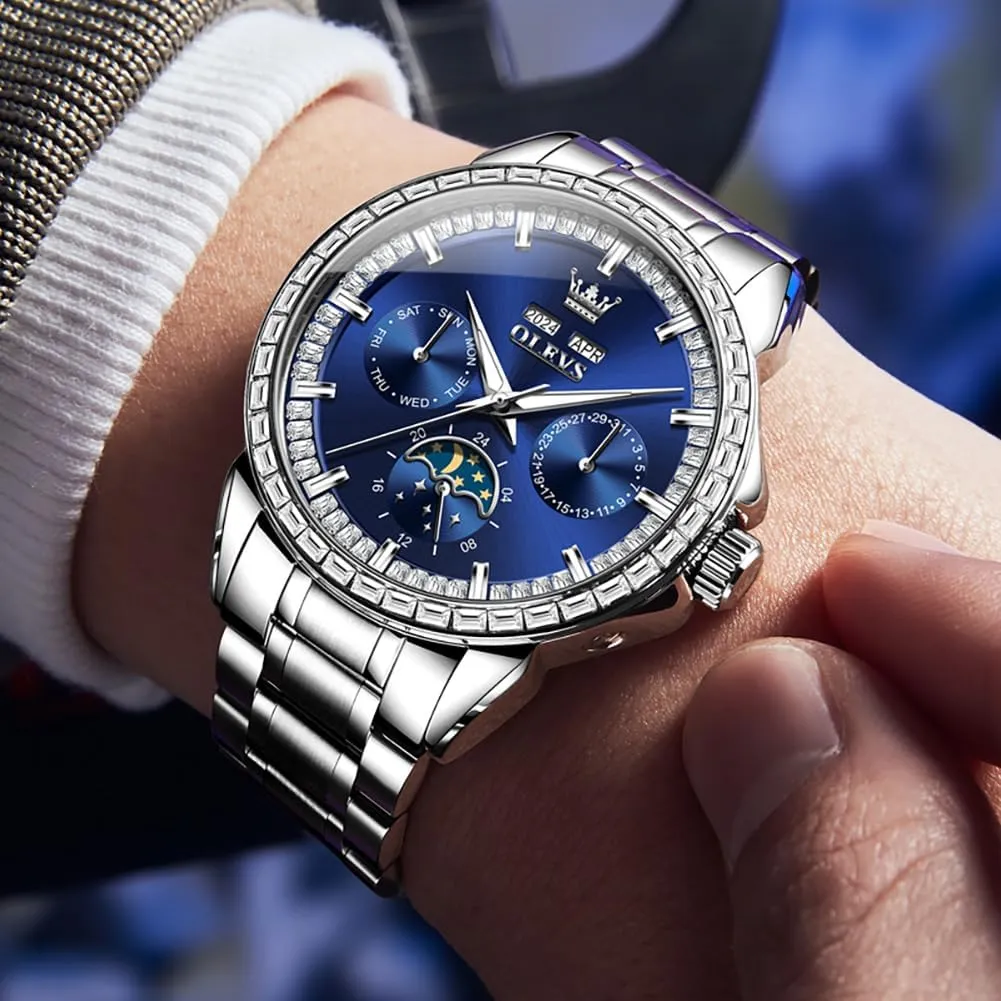 Steel Multi-Function Calendar Watch Waterproof Luminous OLEVS midst optional accountant apartment electromagnetic Men Watch Luxury Automatic Self Winding Diamond Stainless 