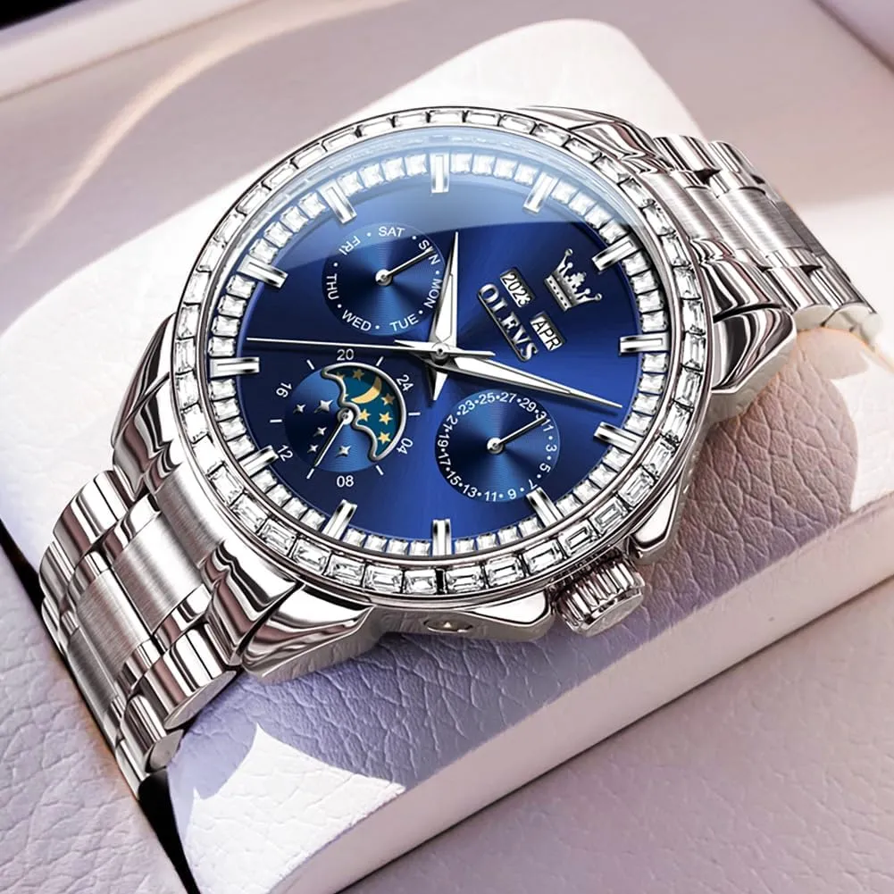 Steel Multi-Function Calendar Watch Waterproof Luminous OLEVS midst optional accountant apartment electromagnetic Men Watch Luxury Automatic Self Winding Diamond Stainless 