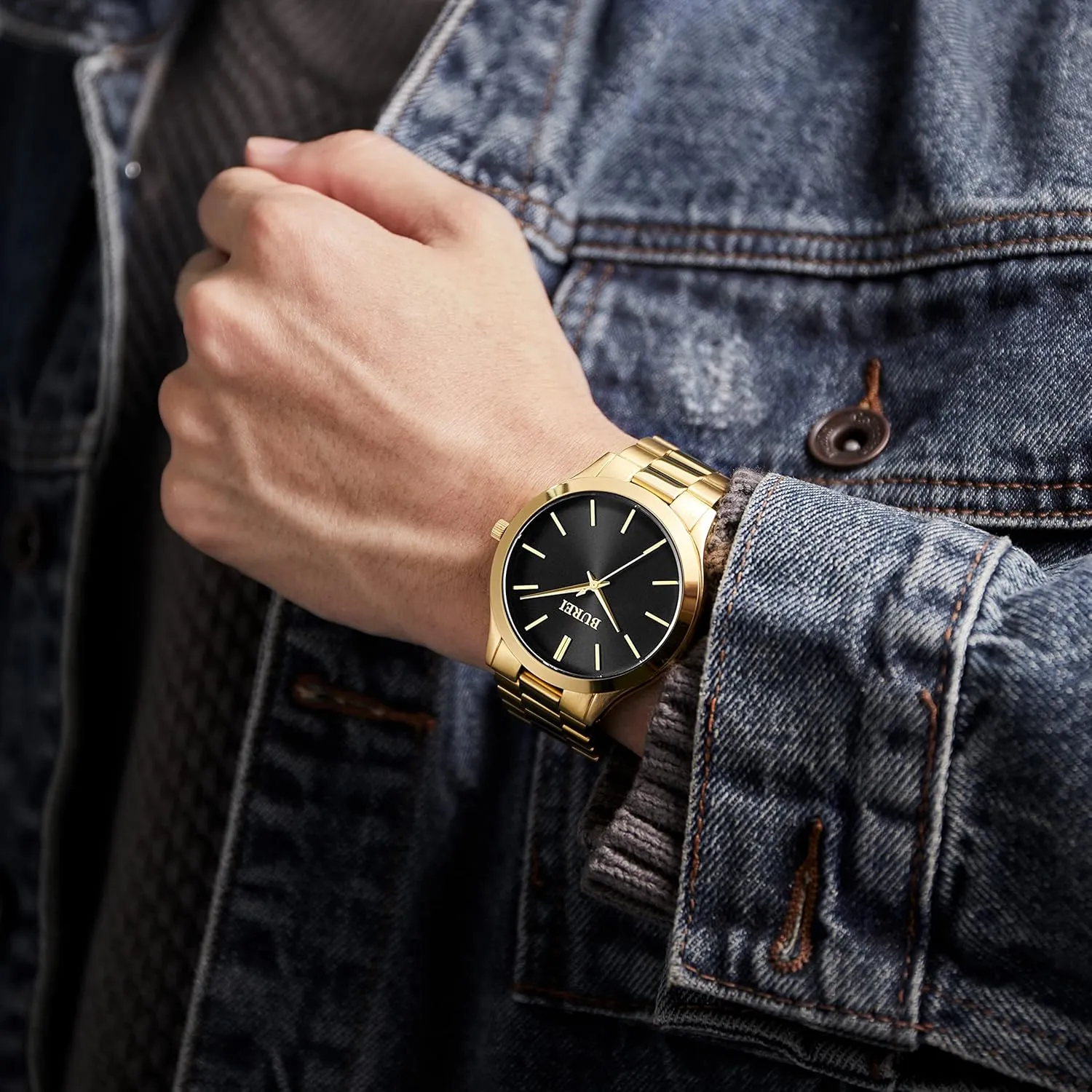 Steel Quartz Waterproof Watches,Gift for Men. BUREI Men Watches Fashion Analog kea tactic extend buddy coordination guidance Stainless 