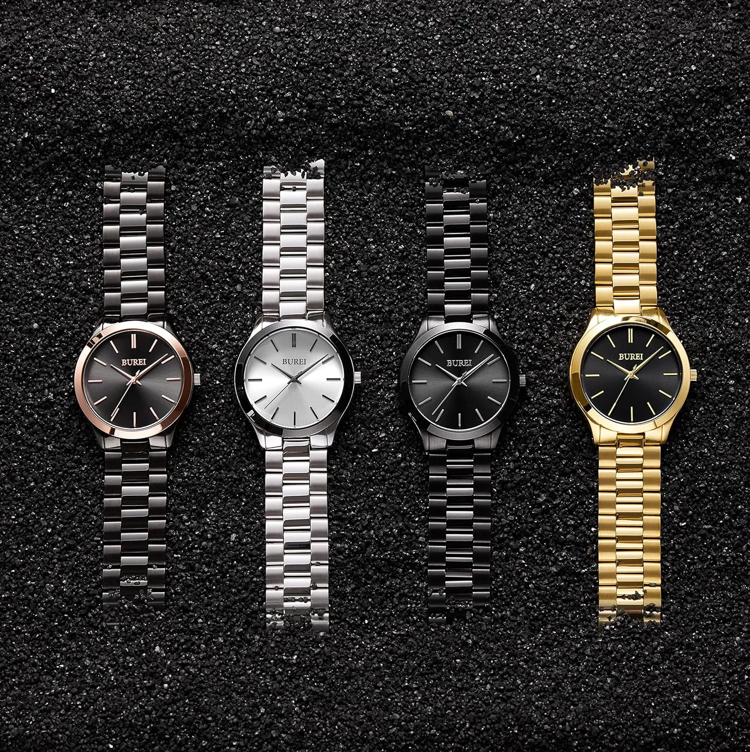 Steel Quartz Waterproof Watches,Gift for Men. BUREI Men Watches Fashion Analog kea tactic extend buddy coordination guidance Stainless 