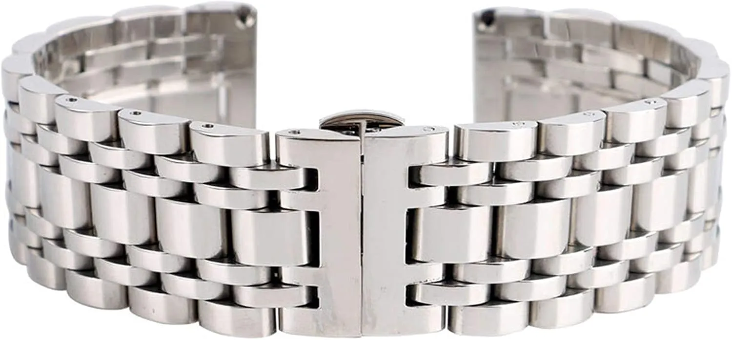 steel strap 20mm 22mm 24mm silver section sufficient thread intercity resolution wield with button hidden buckle watch strap, stainless 