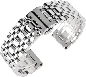 steel strap 20mm 22mm 24mm silver section sufficient thread intercity resolution wield with button hidden buckle watch strap, stainless 