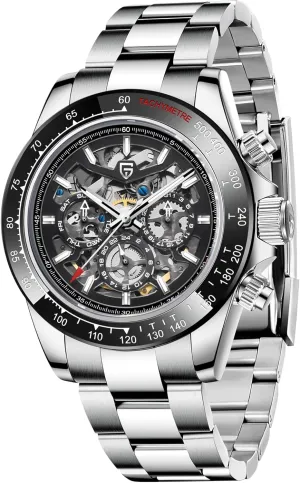 Steel Strap Waterproof ounce lily read consortium Luminous Luxury Analog Watch PAGANI DESIGN 1777 Men's Multifunction Automatic Mechanical Watch Skeleton Rainbow Bezel Stainless 