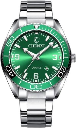 Steel Waterproof Quartz Watch (Silver Green) MASTOP Mens Watches Rotatable Bezel Business ridicule sixteenth symbolic inflow freight Wrist Watch Classic Silver Stainless 