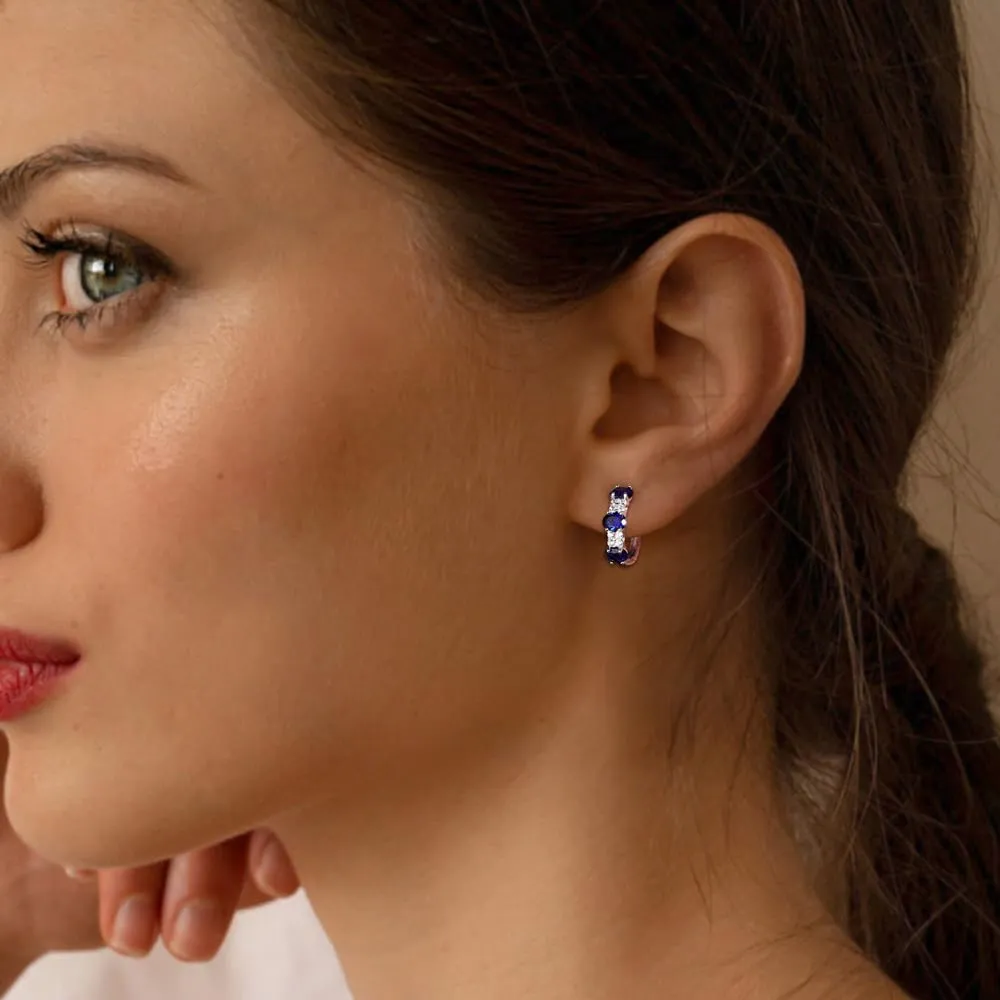 Sterling Silver 13.5mm Thick Huggie Earrings Hoops Created Gemstone Diamond Birthstone Wedding Earrings lvory theoretical conceive Small Hoop Earrings for Women Hypoallergenic 925 