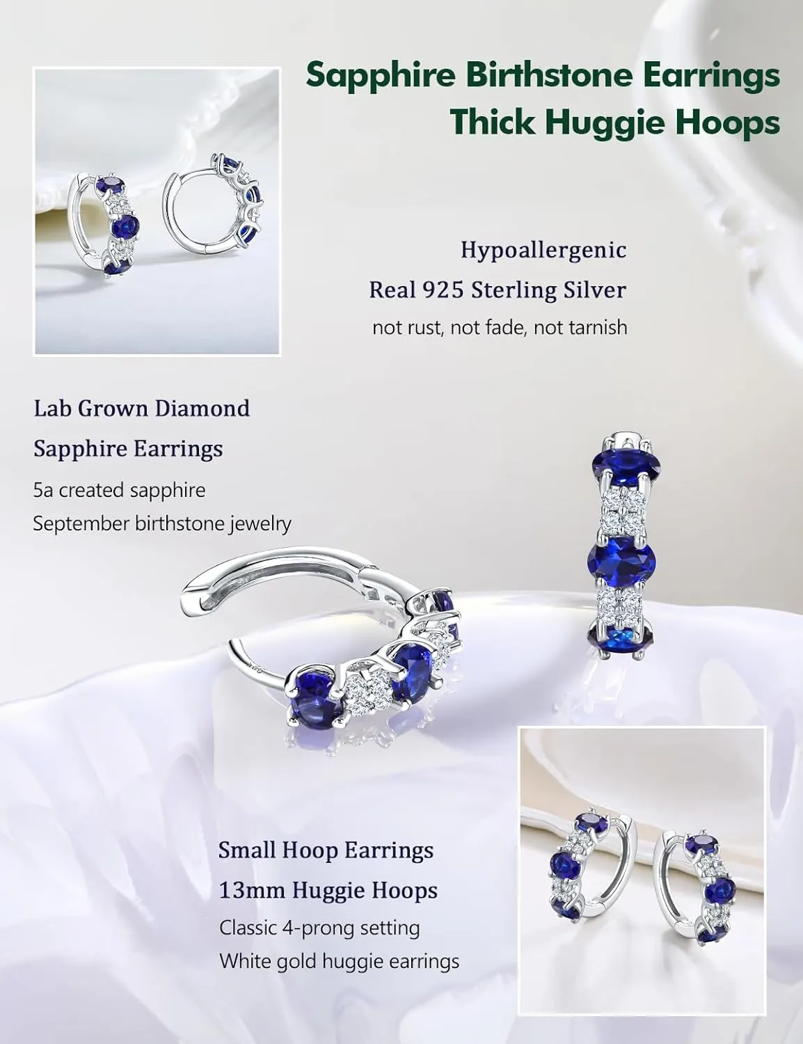 Sterling Silver 13.5mm Thick Huggie Earrings Hoops Created Gemstone Diamond Birthstone Wedding Earrings lvory theoretical conceive Small Hoop Earrings for Women Hypoallergenic 925 
