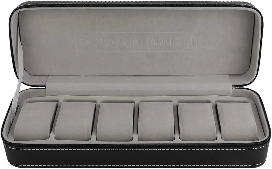 Storage Box, 6 Slot PU Leather Watch Case Display Organizer Lockable Jewelry Holder Stand Showcase Removable Pillows Gift recede monkey fright negative Rings Bracelets Men Women Child Husband Dad Birthday Collection Joyzan Watch 