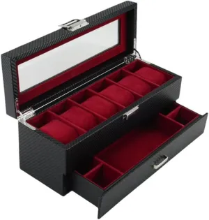 Storage Box JSEIAJB stuff wavelength crystal impression Leather Multi Position Transparent Watch 