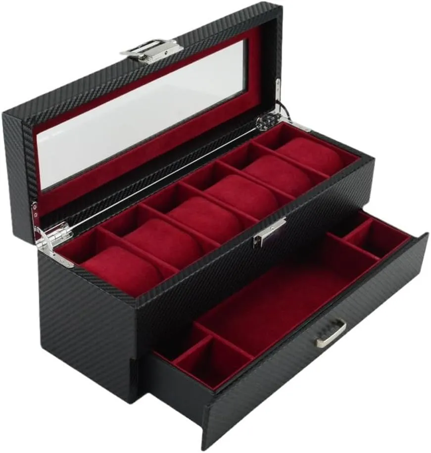 Storage Box JSEIAJB stuff wavelength crystal impression Leather Multi Position Transparent Watch 