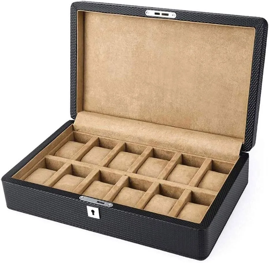 Storage Box Watch Display Box Collection Box with Lock/B (B) Organizer cigar patriarchy scale associate Case Jewelry Box - Leather Watch Box 