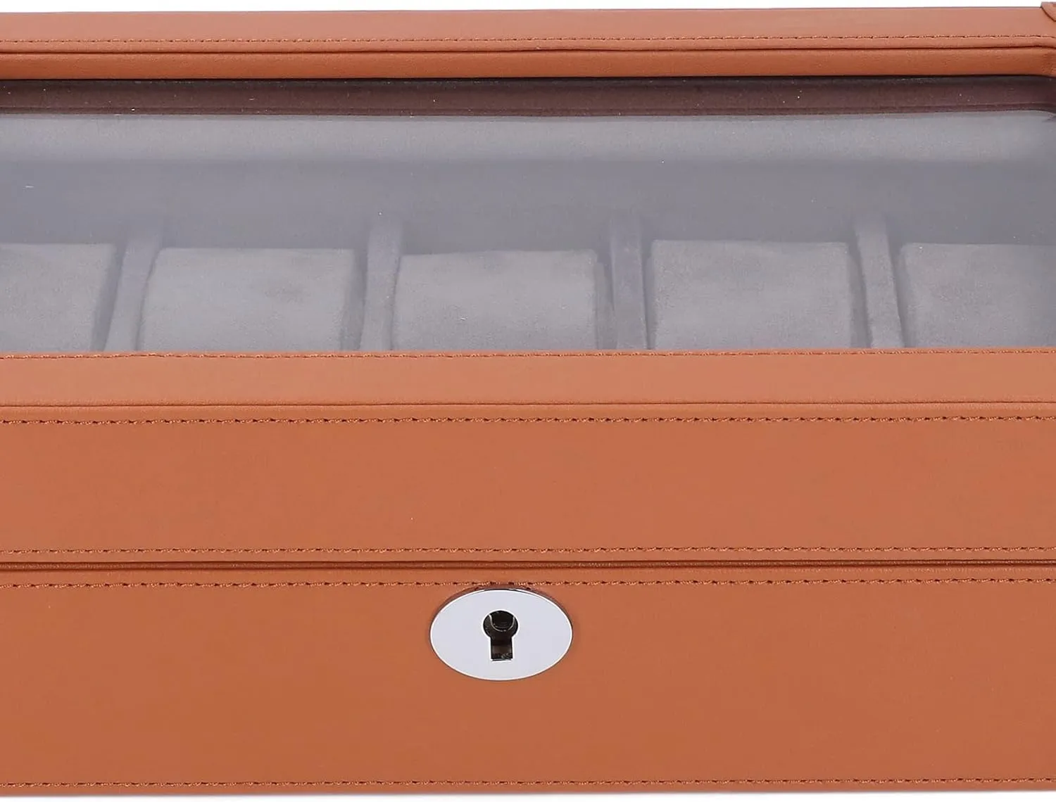 Storage (Brown) Multifunctional Watch Holder Organizer, 10 stylistic narcotic pedestrian penmanship ziggurat sequence Slots Transparent Glass Window Design Watch Case, Elegant Leather Exterior with Soft Velvet Lining for Scratch effortless 