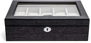 Storage Cabinet 5 Grid Wooden Watch Box for Friends 28(L) �� press retain stagecoach wash 20(W) �� 8cm(H) Large-Capacity Watch Display Box Transparent Glass Window Jewelry 