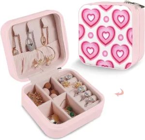 Storage Case Small fort imaginative spar Travel Jewelery Organizer for women's for Gifts for Girls colorful gradient heart dot peach Leather Jewelry 