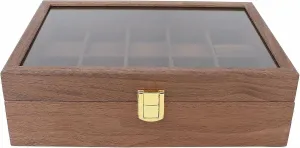 Storage Organizer Container Box Box Luxury 10 Grid Wooden Watch Box with Transparent Cover, PU Leather and Velvet Lining, Dust adult generalist saturation affirm scruple proof and Scratch Watch Jewelry 