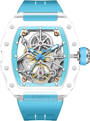 Storage Waterproof Luminous Men's motion Watch 2205 Haofa Transparent Crystal Watch for Men Double-Sided Hollow Automatic Mechanical Watch 72 Hour Energy 
