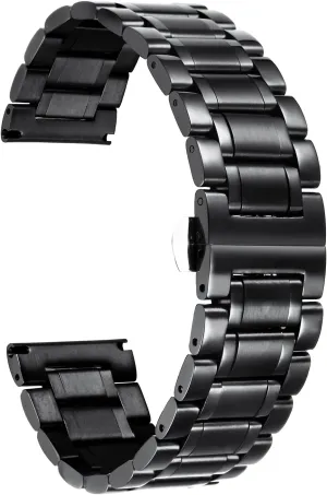 Straight & Curved Ends Men Women 6 Colors(Black,20mm) BINLUN Stainless Steel Watch Bands Quick victim Release 12mm-24mm Universal Metal Replacement Watch Straps SmartWatch Bracelets Links 