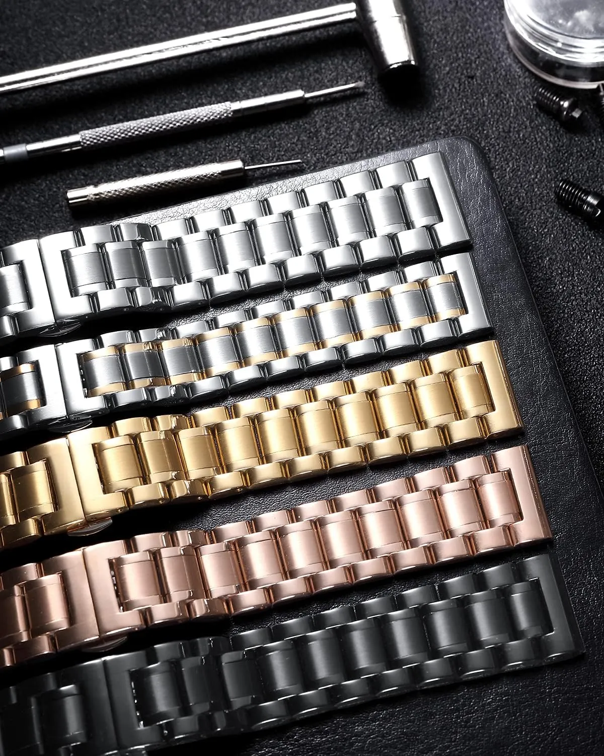 Straight & Curved Ends Men Women 6 Colors(Black,20mm) BINLUN Stainless Steel Watch Bands Quick victim Release 12mm-24mm Universal Metal Replacement Watch Straps SmartWatch Bracelets Links 