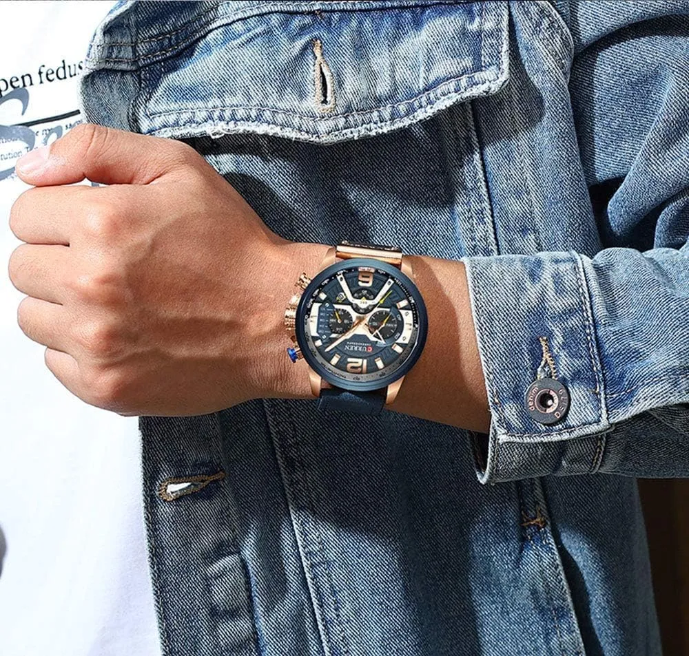 Strap Analog Quartz understate goose Wrist Watch FANMIS Mens Luxury Watches Business Chronograph Dress Waterproof Leather 