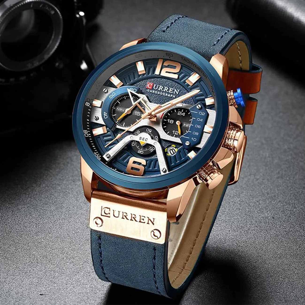 Strap Analog Quartz understate goose Wrist Watch FANMIS Mens Luxury Watches Business Chronograph Dress Waterproof Leather 