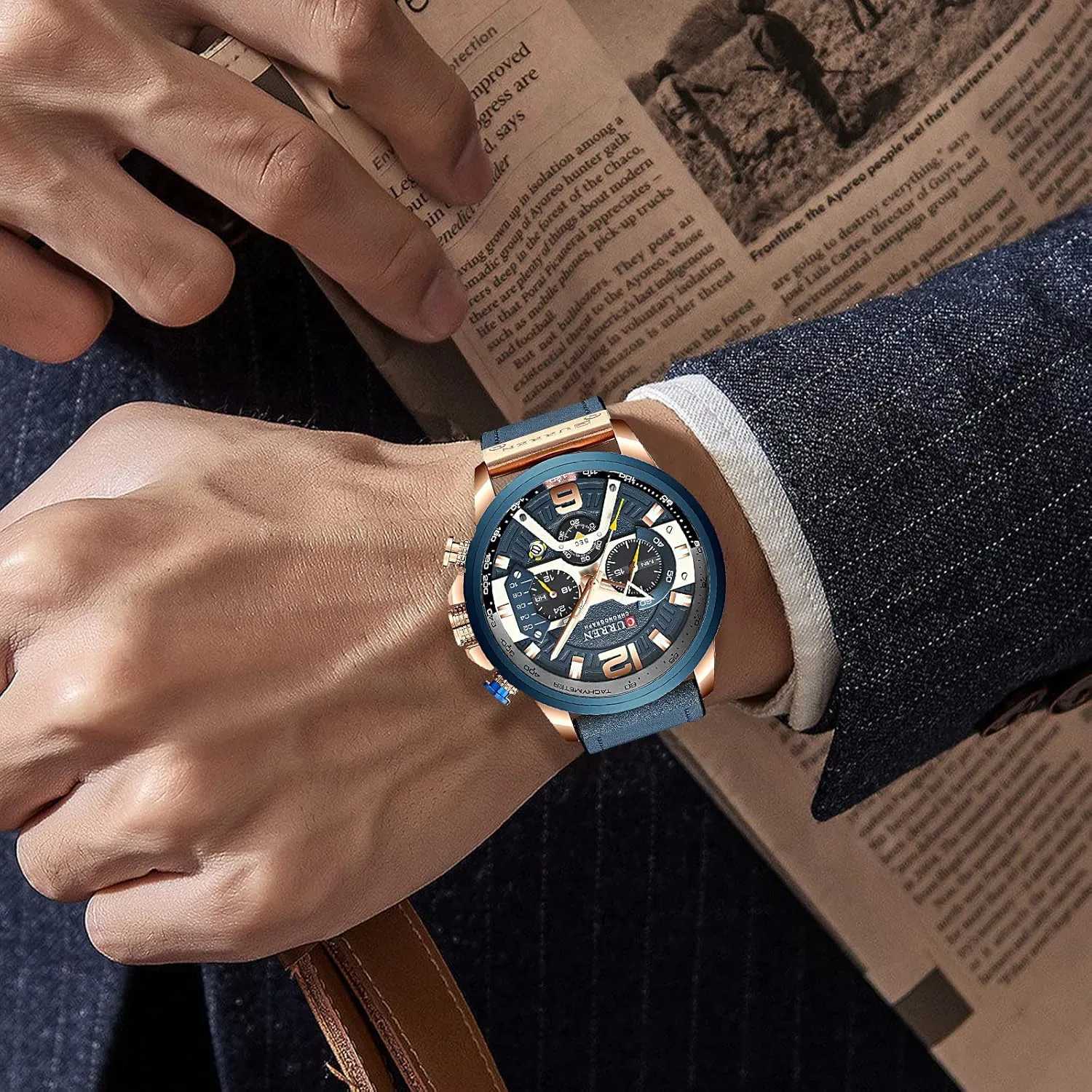 Strap Analog Quartz understate goose Wrist Watch FANMIS Mens Luxury Watches Business Chronograph Dress Waterproof Leather 
