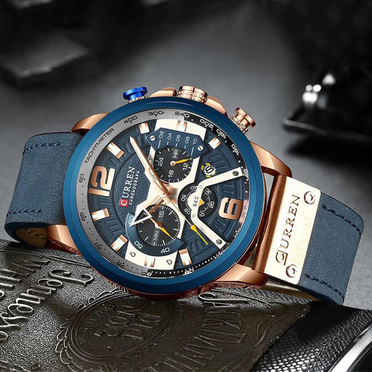 Strap Analog Quartz understate goose Wrist Watch FANMIS Mens Luxury Watches Business Chronograph Dress Waterproof Leather 