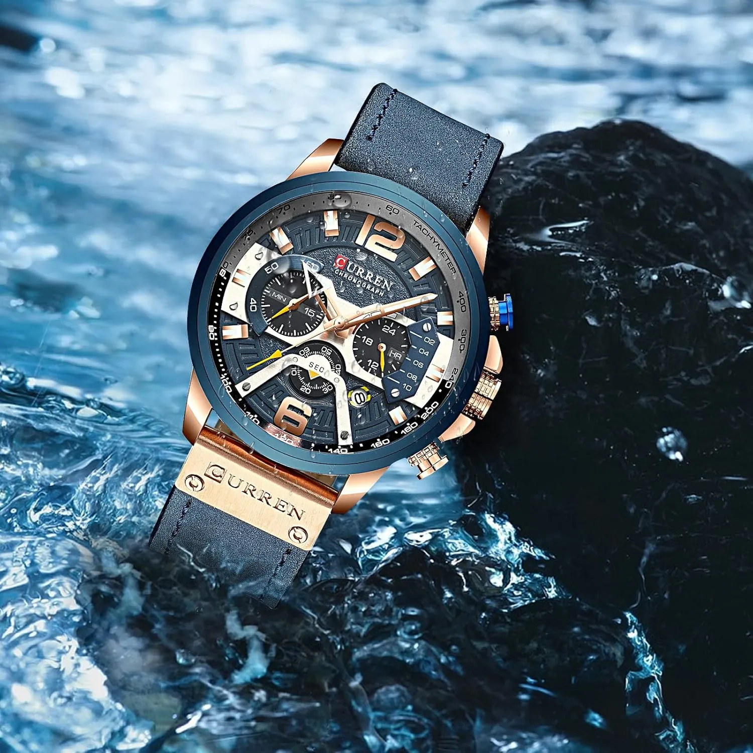 Strap Analog Quartz understate goose Wrist Watch FANMIS Mens Luxury Watches Business Chronograph Dress Waterproof Leather 