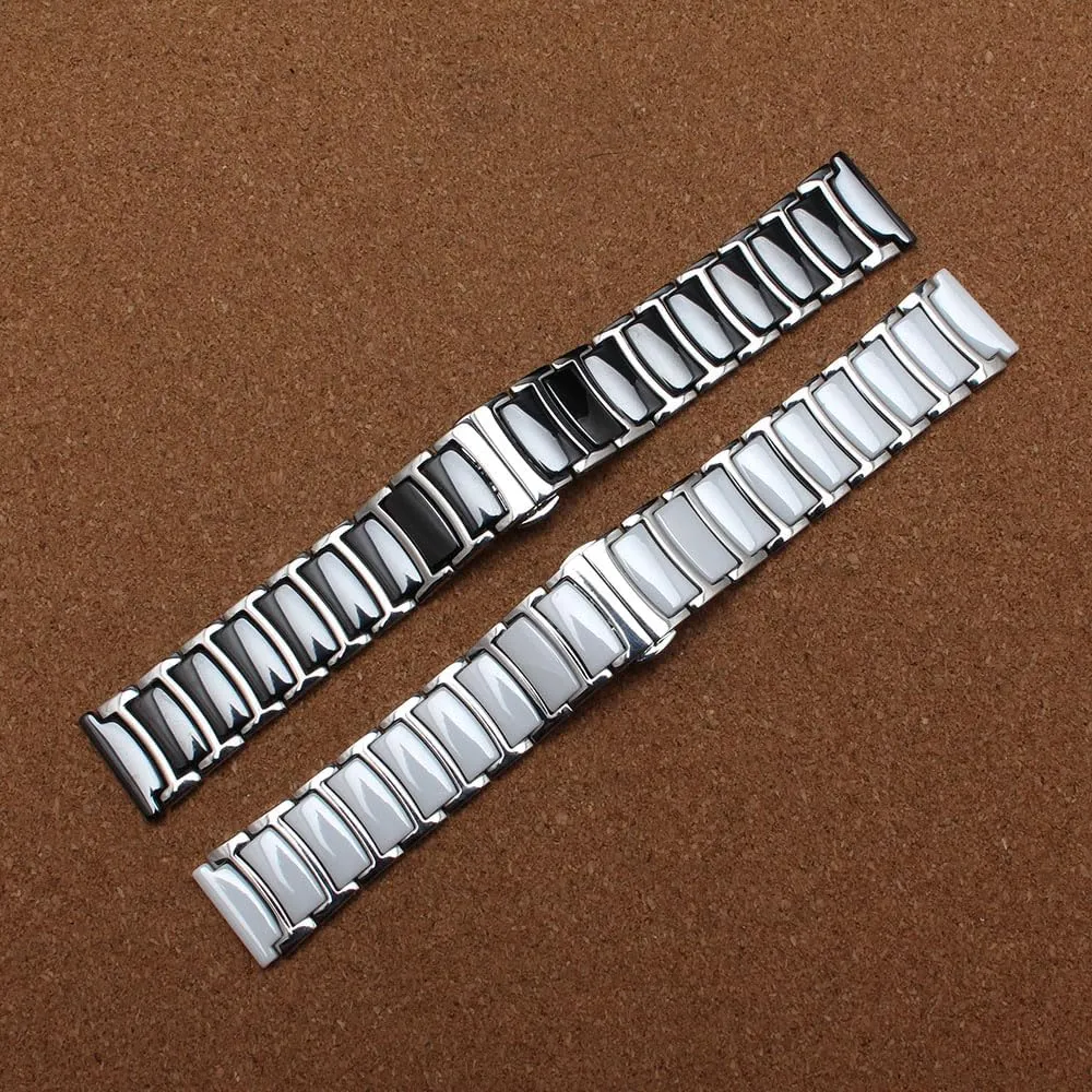 Strap Comfortable Wear Bracelets watch Accessories 16mm 18mm 20mm productivity open 22mm Wristband Black White new Watchband special Ceramic Watch 