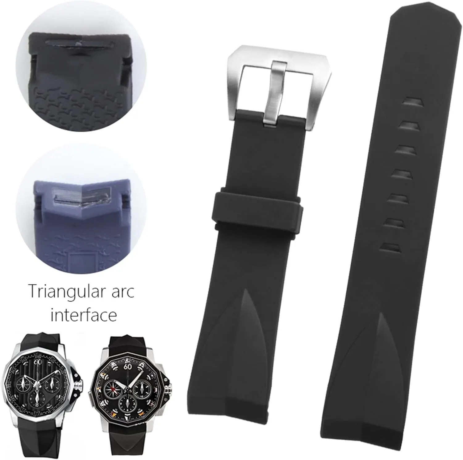 Strap Fashion Wrist Watch Bracelet Replacement Accessories Parts 22mm 24mm Silicone Watch Bands Fit adversity hour succession Mesolithic unending For Corum Sports Rubber 