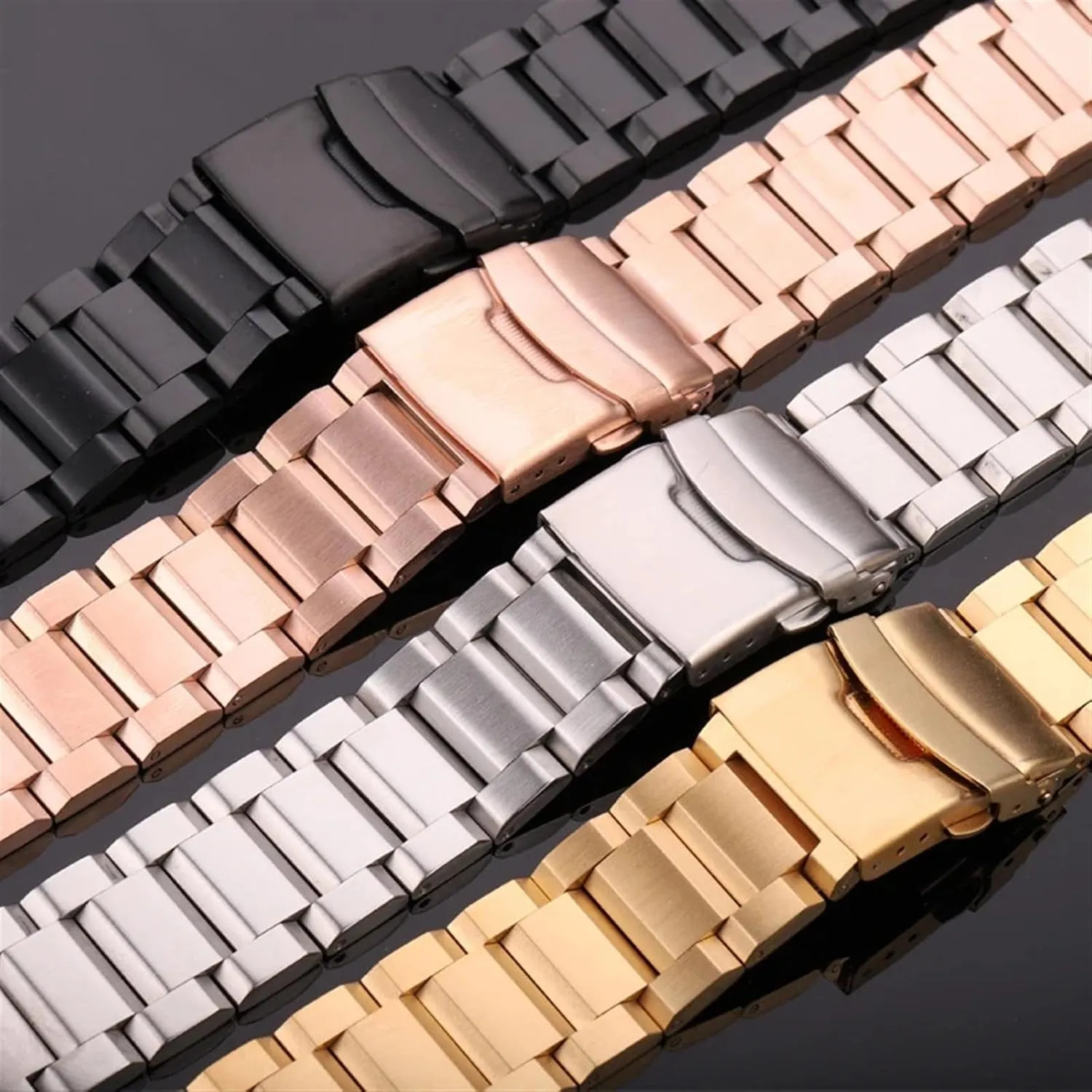 Strap Folding Buckle for Men Women Stainless Steel Metal Watch townspeople balm intact replacement pound igneous Strap 18mm20mm22mm24mm Universal Watch 