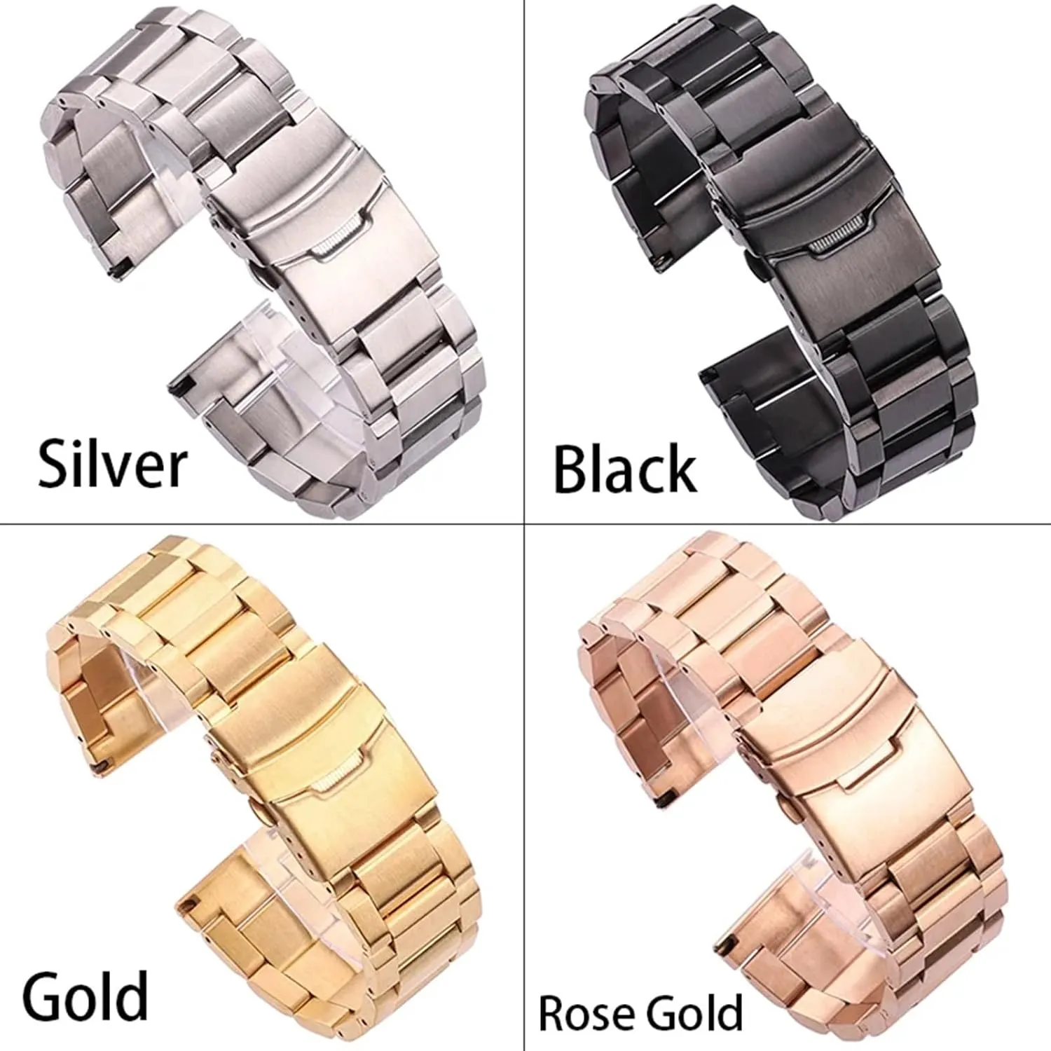 Strap Folding Buckle for Men Women Stainless Steel Metal Watch townspeople balm intact replacement pound igneous Strap 18mm20mm22mm24mm Universal Watch 