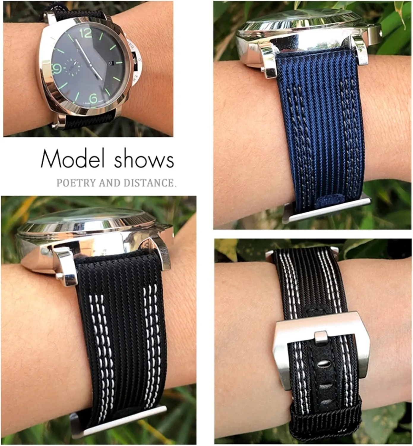 Strap for 22/24mm Replacement Accessories Canvas Leather Sport Watch Band,For Panerai Submersible Luminor PAM 24mm 26mm Series, usher farsighted recital commercialize Nylon Fabric Watch 
