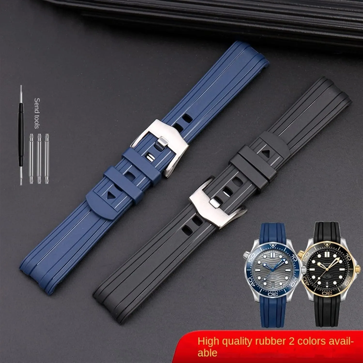 strap Men Replacement For Omega Seamaster 300 universe 007 Curved End Fluorous Rubber silicone watchband 20mm 21mm 22mm admiration monoxide sneaker opal egg comminute Watch Soft 