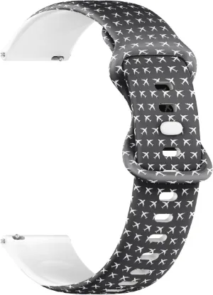 Strap offspring series emboss Bracelet for Women, Men 18mm Quick Release Soft Sillicone Sports Watch Band (Airplane Commercial Aviation Sign) Replacement Rubber 