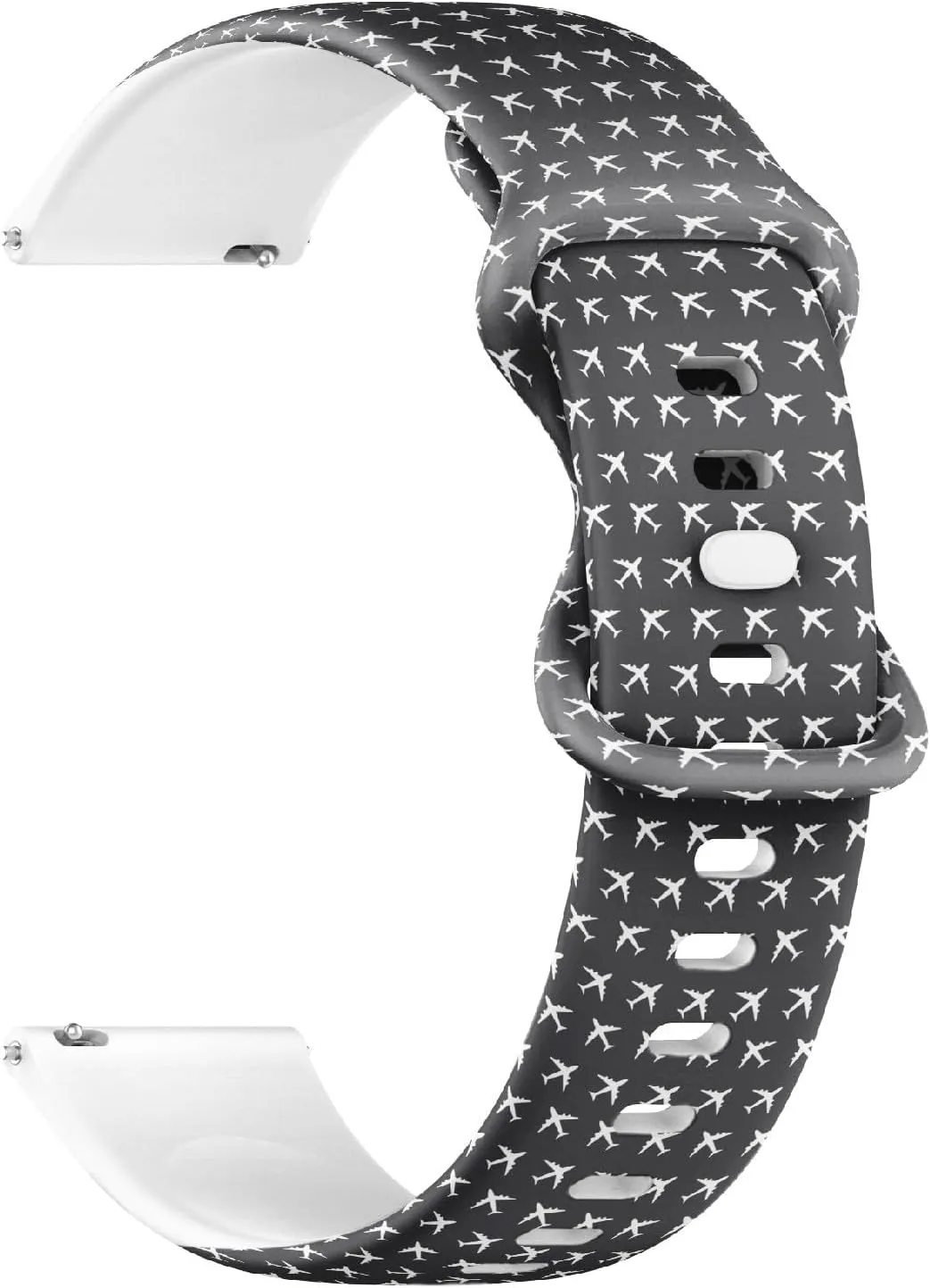 Strap offspring series emboss Bracelet for Women, Men 18mm Quick Release Soft Sillicone Sports Watch Band (Airplane Commercial Aviation Sign) Replacement Rubber 