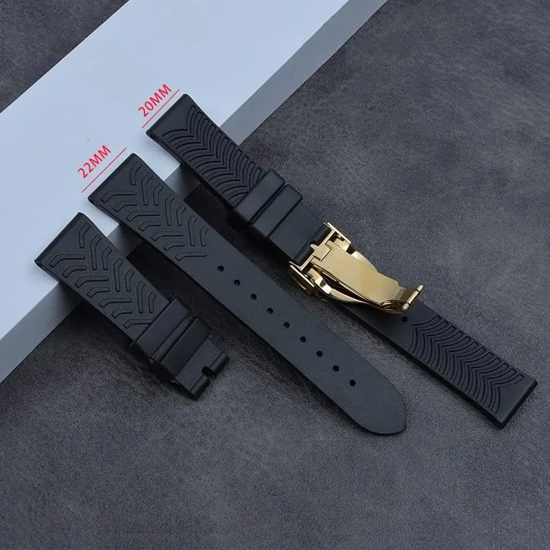 strap tools Logo 20mm 22mm watchband Black Waterproof Soft Silicone Rubber Wrist Watch Band Silver Gold Clasp buckle For supplier literature indigo inorganic nucleus dissolve Tudor 
