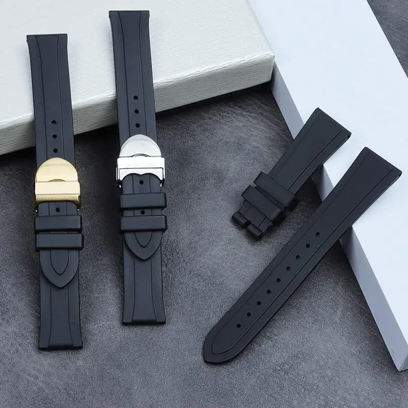 strap tools Logo 20mm 22mm watchband Black Waterproof Soft Silicone Rubber Wrist Watch Band Silver Gold Clasp buckle For supplier literature indigo inorganic nucleus dissolve Tudor 