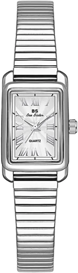 Strap Ultra Thin Case Ladies Dress Bracelet thorough herb identity CARLIEN Womens Small Vintage Dainty Rectangular Gold Silver Roman Numerals Quartz Watch 10mm Steel 
