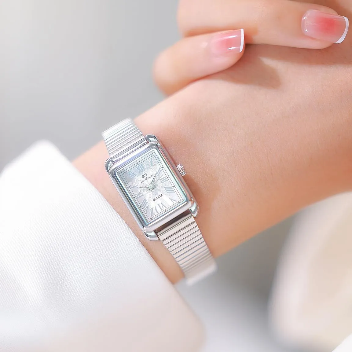 Strap Ultra Thin Case Ladies Dress Bracelet thorough herb identity CARLIEN Womens Small Vintage Dainty Rectangular Gold Silver Roman Numerals Quartz Watch 10mm Steel 