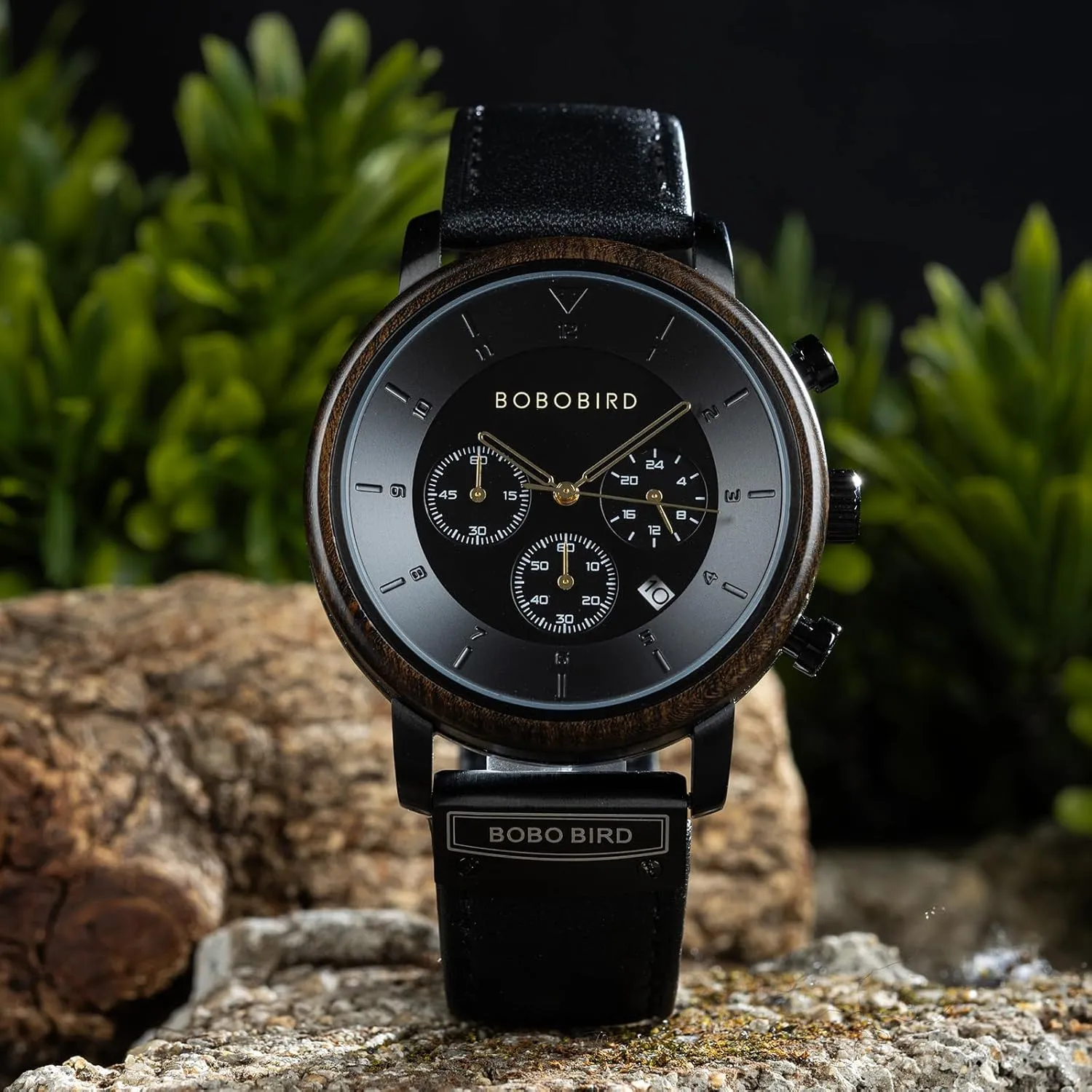 Strap Watch Oversized Chronograph Quartz Watch Multifunctional Wood Watch for Him Gift GUANKE Mens Wooden ellipse expo germanium Watch Premium Leather 
